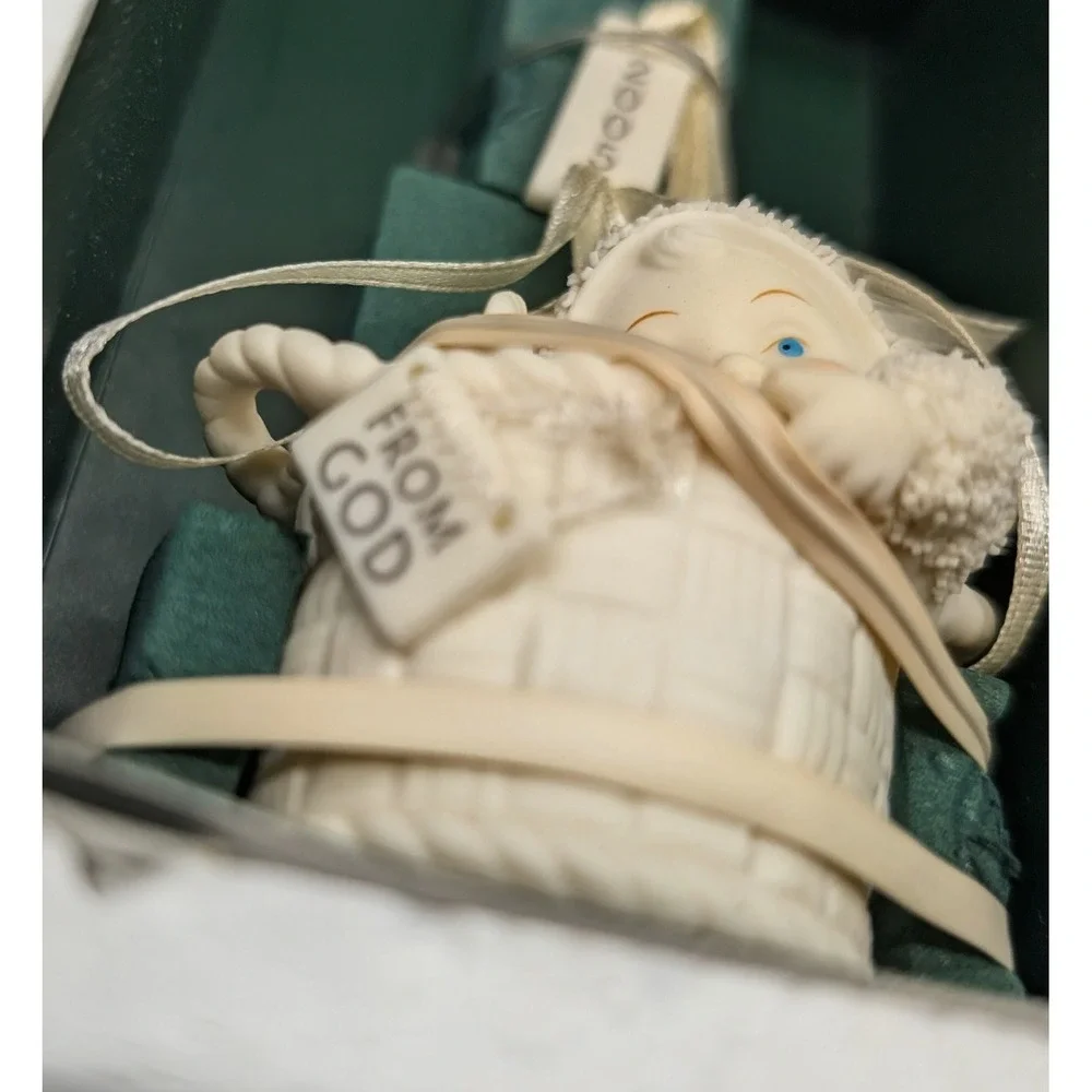 Dept 56 Snowbabies From God 2005 Porcelain Ornament Baby in Basket 56.69242 Box
